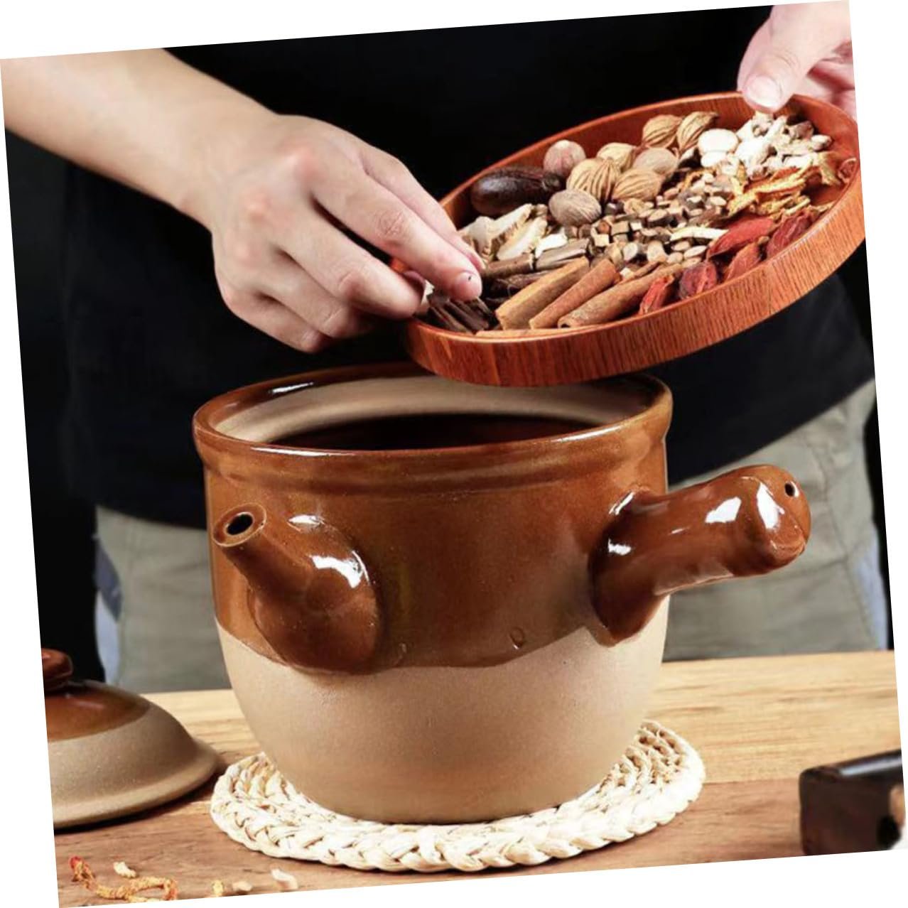 Глиняний горщик для лікарських трав VANZACK термостійкий з ергономічною ручкою антипригарний для газових плит, фото №4 Глиняний горщик для лікарських трав VANZACK термостійкий з ергономічною ручкою антипригарний для газових плит, фото №4