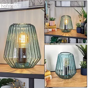 Настільна лампа HOFSTEIN Telhais метал/скло Ø17 см 1 x E27 чорна/синя synthetic.ua - Фото 1