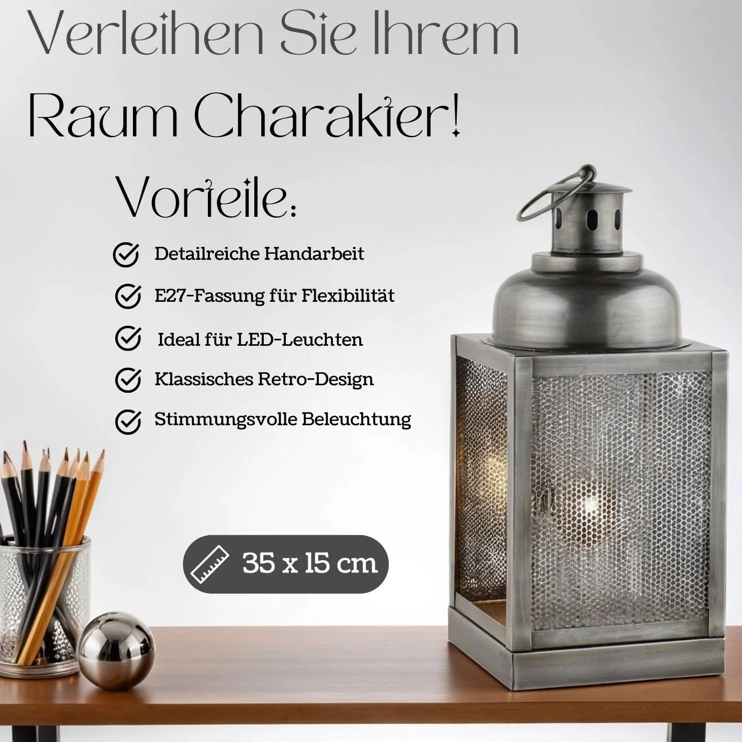 Настільна лампа Marrakech Ceed 35 см Метал E27 Сріблястий, фото №2