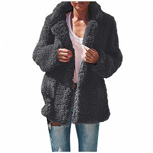 Плюшевая Куртка Женская Меховая Однотонная Переходная Куртка на Молнии Outdoor Свитшот Куртка Oversize Теплая Teddy Пальто Винтаж Teddy Куртка Пальто Streetwear Y2k Толстые Топы Длинный Рукав Зимняя Свободная Повседневная Толстовка - Фото 1