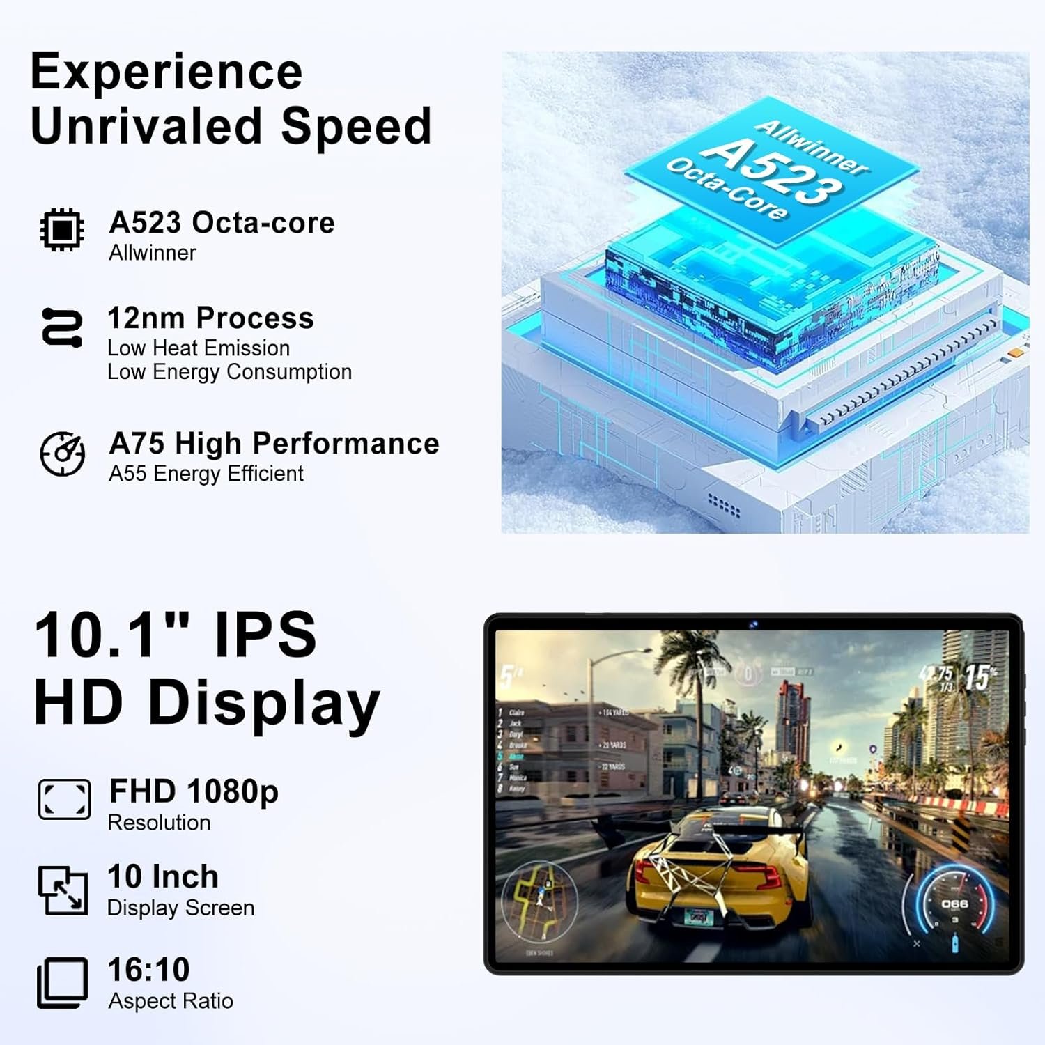 Планшет 10.1" DMOAO 4+14/128GB Wi-Fi 8 ядер Android 14 6000 mAh Синий, фото №4