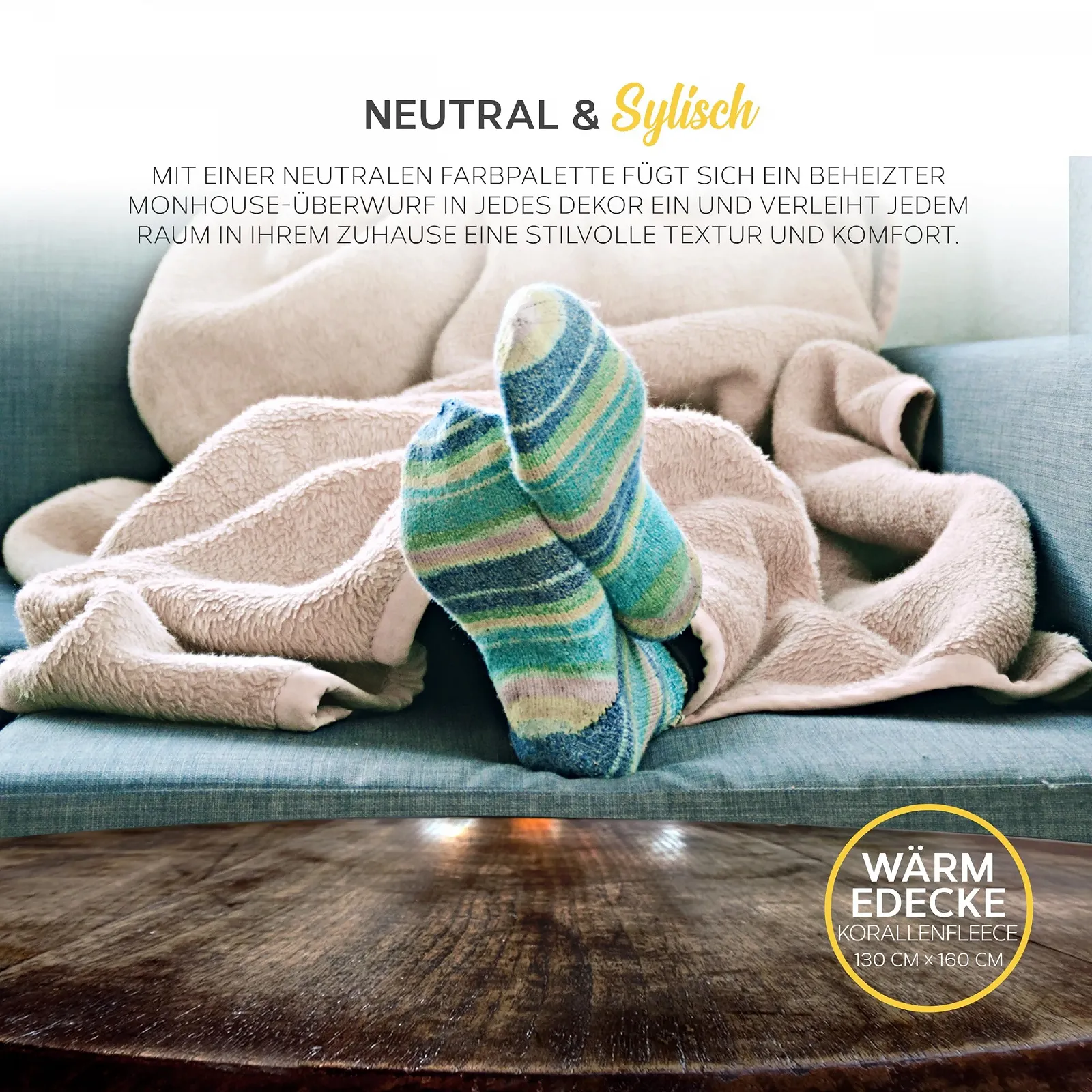 Електрична ковдра MONHOUSE Single 130 x 160 см Бежевий, фото №6 Електрична ковдра MONHOUSE Single 130 x 160 см Бежевий, фото №6