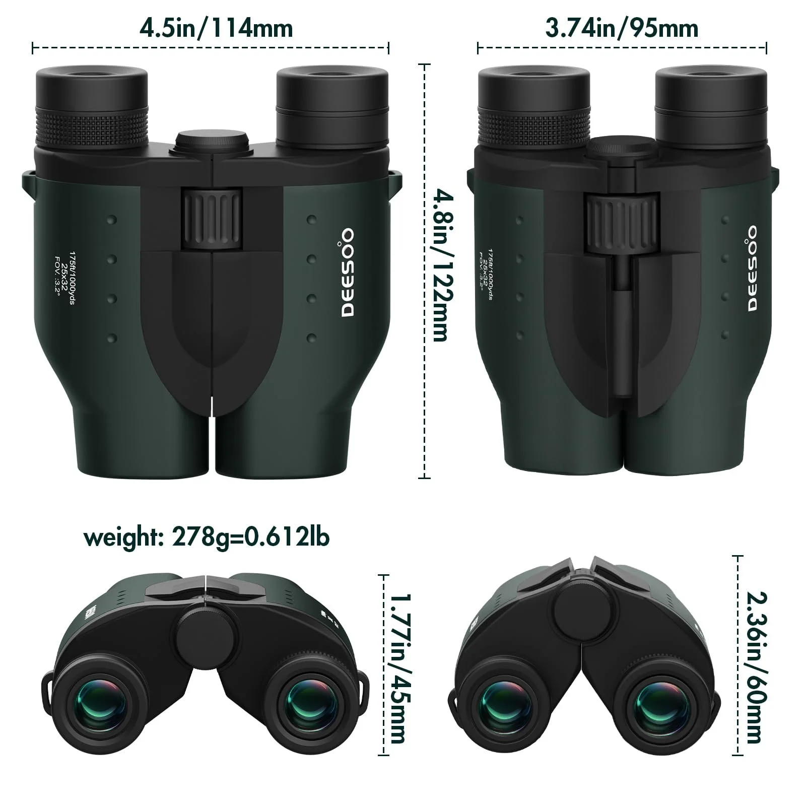 Бінокль deesoo 25x32 Compact BAK4, фото №8