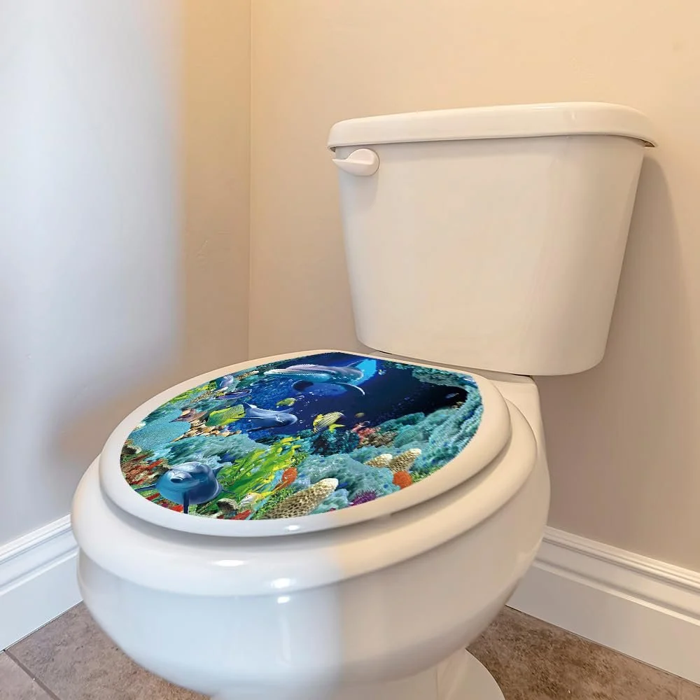 Наклейка на кришку унітазу Fishes Dolphin Decorative Decal, фото №4