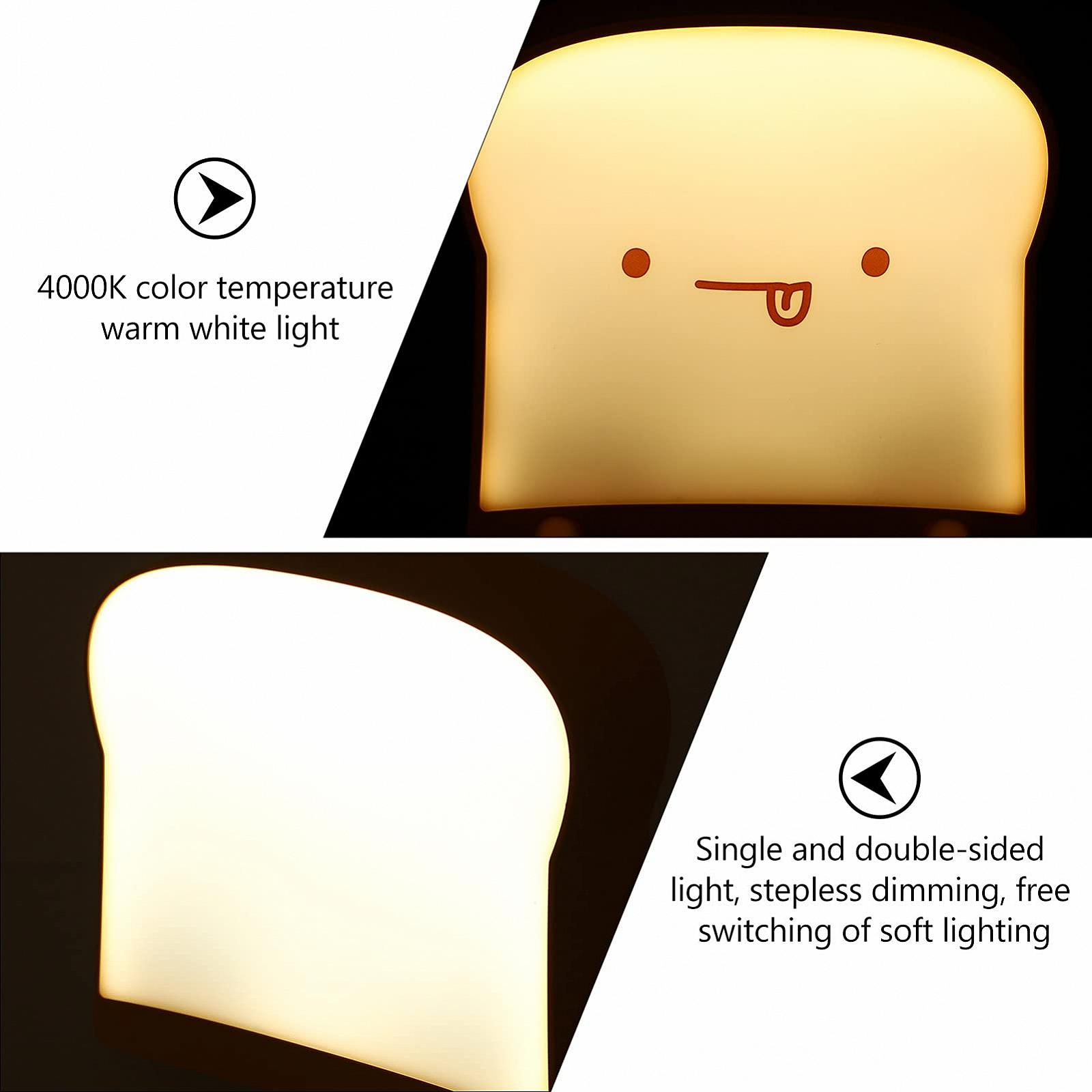 Нічник UKCOCO Toast для дитячої кімнати силіконовий USB лампа для дітей забавний нічник ABS, фото №3