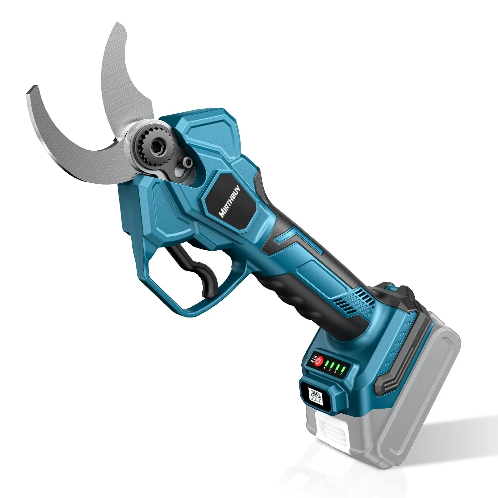 Секатор акумуляторний MIRTHBUY 18 V, 40 мм електричний, максимальне відкриття 65 мм, безщітковий двигун, РК-дисплей, для обрізки дерев (без акумулятора, без зарядного пристрою), фото №1