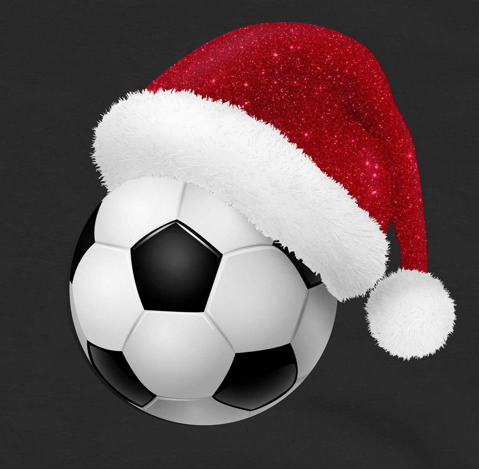 Свитшот Shirtracer Детский свитшот для мальчиков и девочек - Рождественские подарки Рождество - Футбол с рождественской шапкой Блестящий вид, фото №2