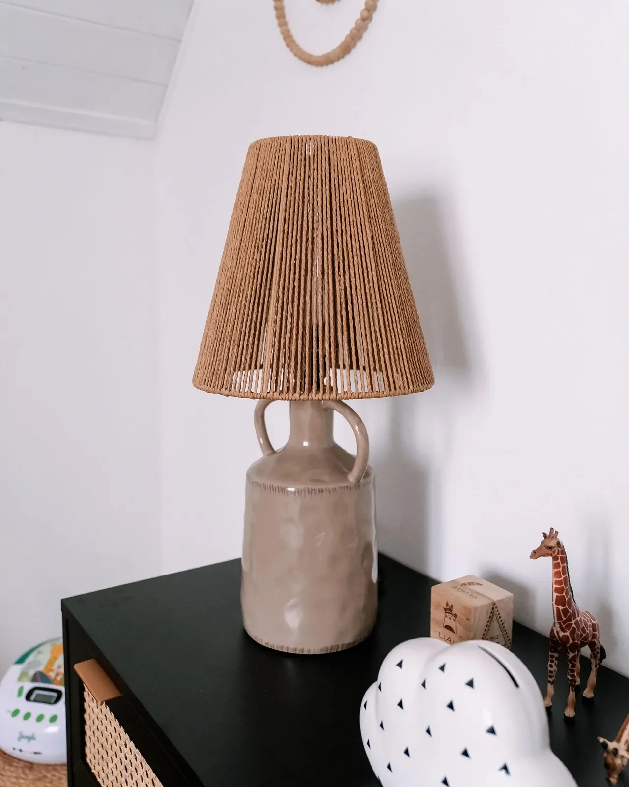 Настільна лампа Larissos Керамічна Ваза Паперове плетіння Бежева, фото №9