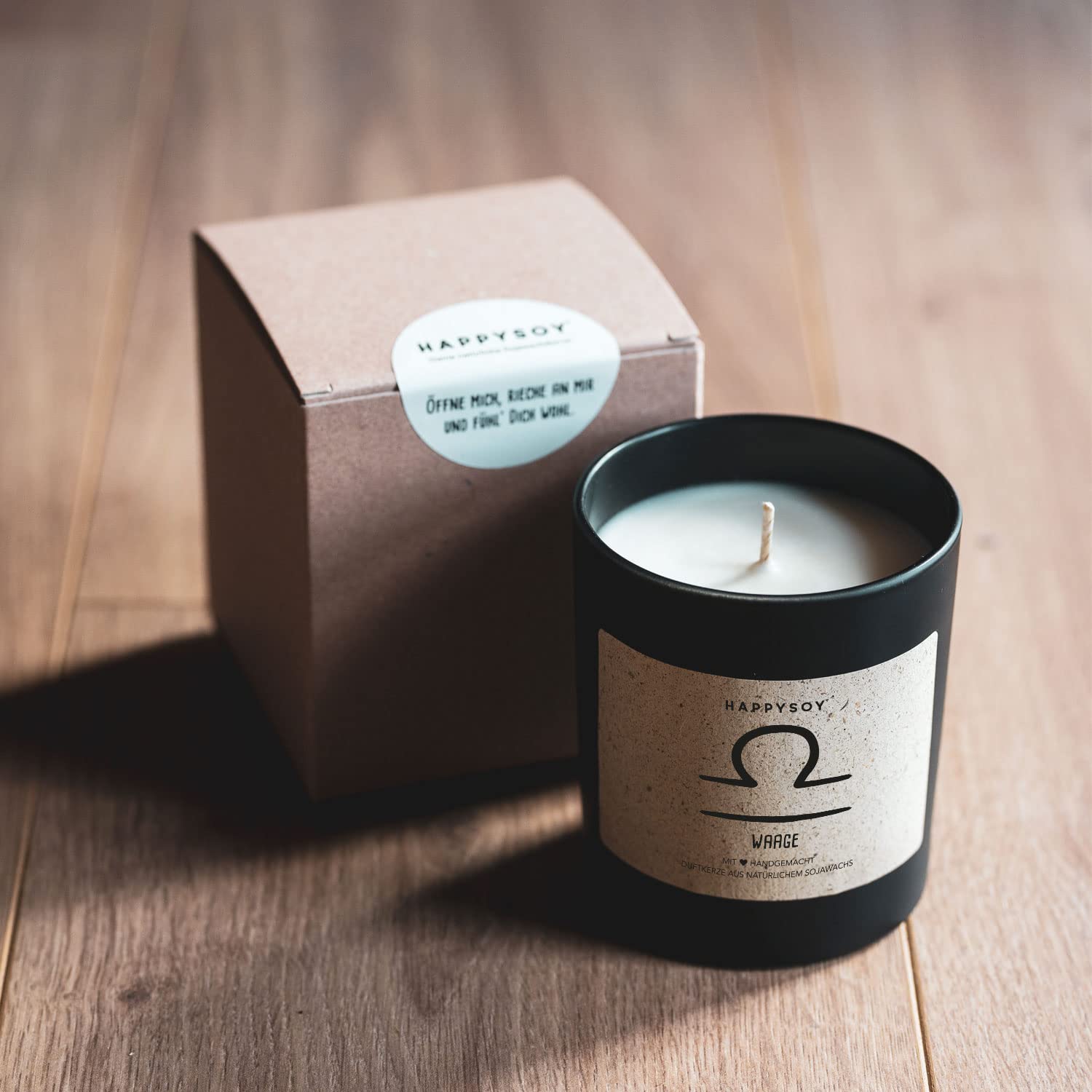 Свічка Happysoy Зодіак Терези в склі з написом Ручна робота, фото №6