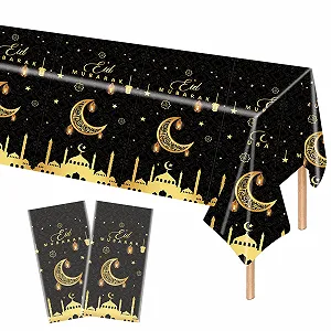Скатертини POPOYU Ramadan набір 2 шт. 137 cm x 274 cm Black Gold - Фото 1