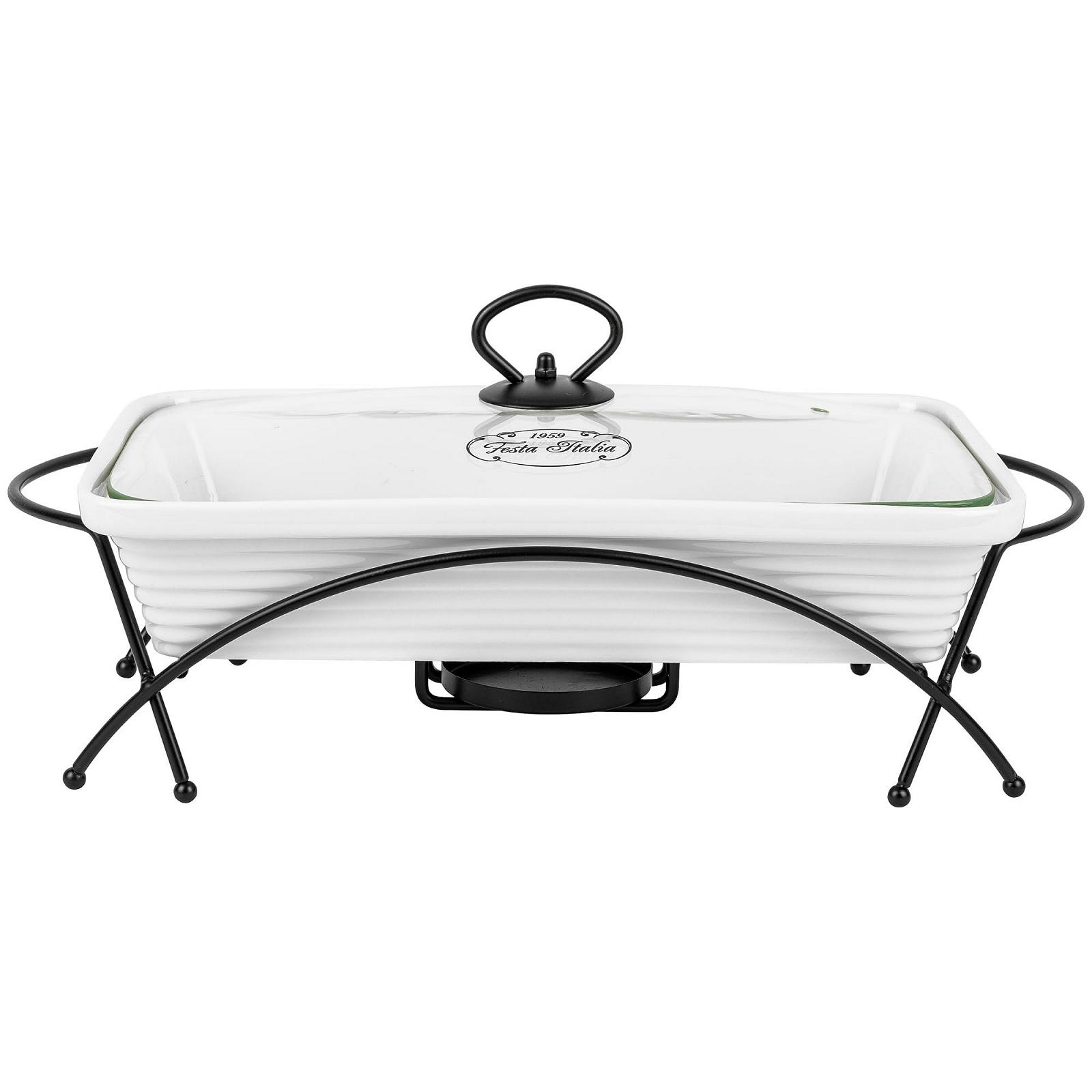 Гусятниця для запікання керамічна з кришкою та підставкою 2 л Прямокутна Біла, фото №7 Гусятниця для запікання керамічна з кришкою та підставкою 2 л Прямокутна Біла, фото №7