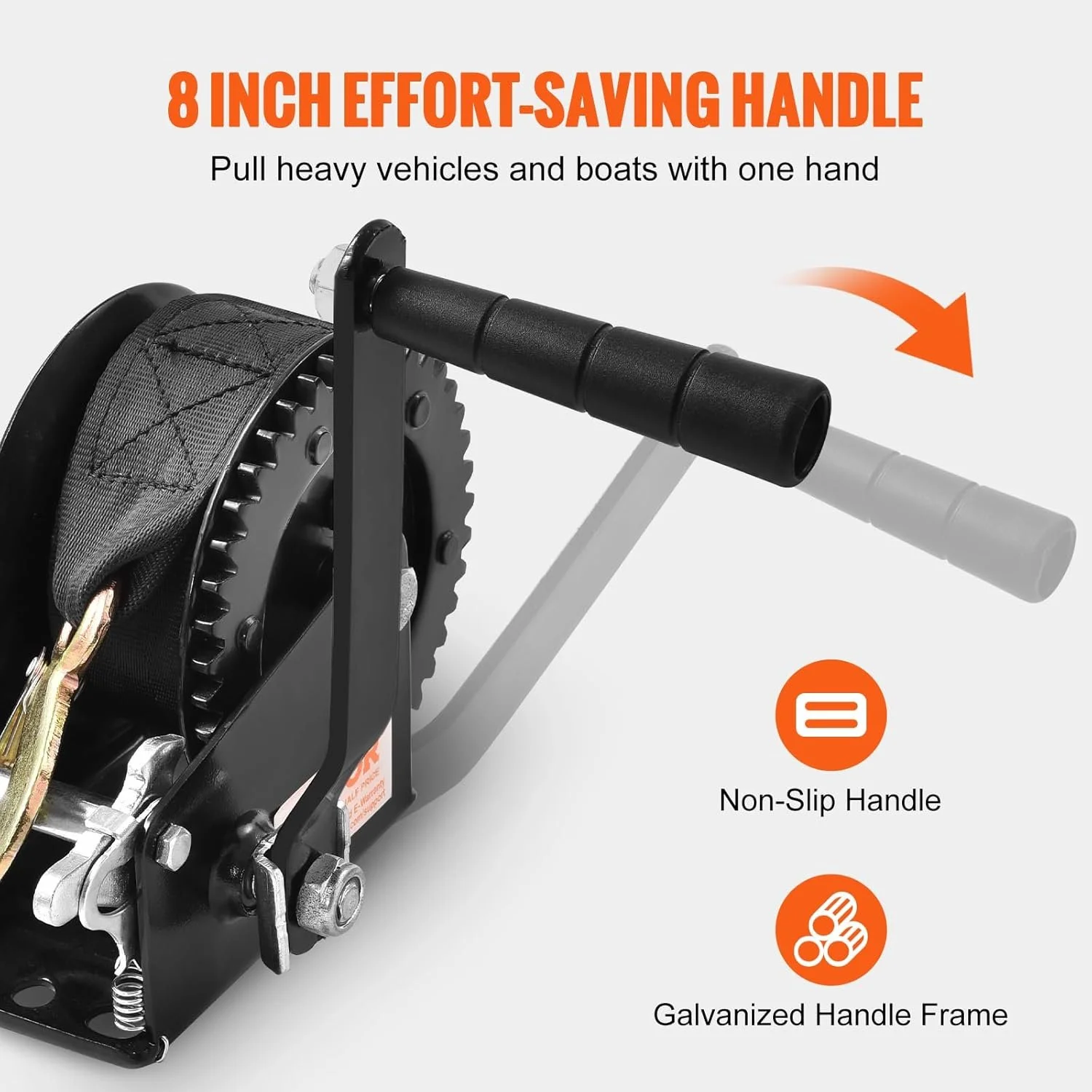 Ручная лебедка VEVOR KW1200 / Для прицепа лодки / Черная, фото №5