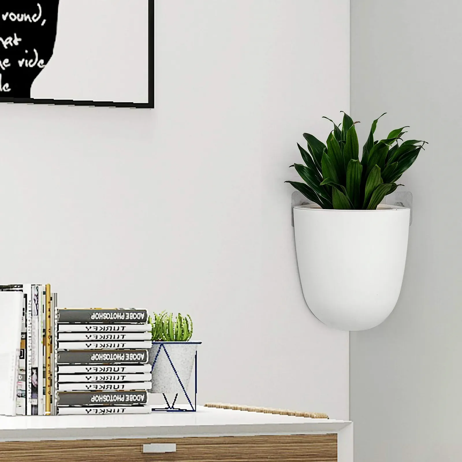 Угловое настенное кашпо ORIMERC Набор 2 шт. автополив треугольное пластик Белый, фото №4