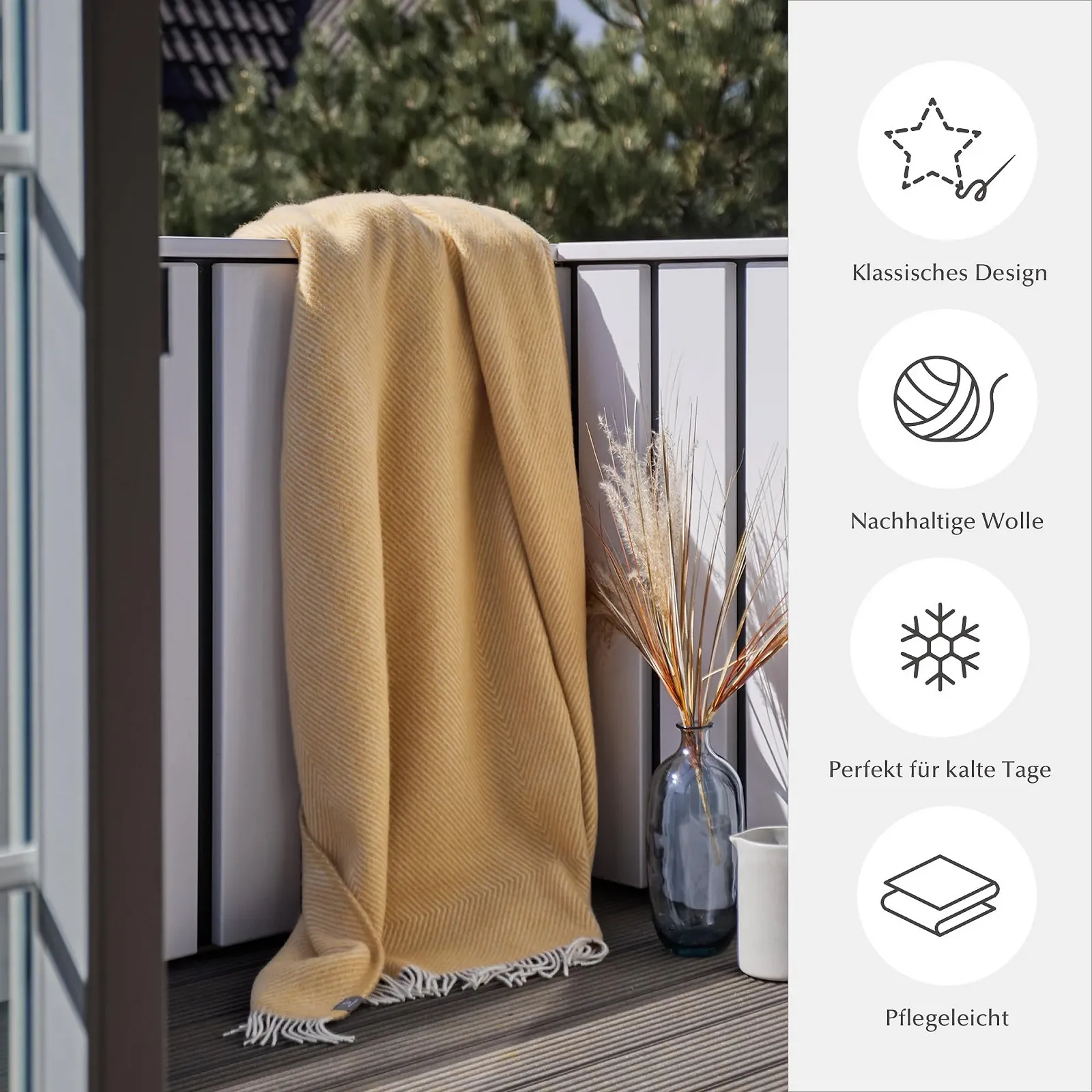 Плед URBANARA Gotland Шерсть 200 x 200 см Серый, фото №3