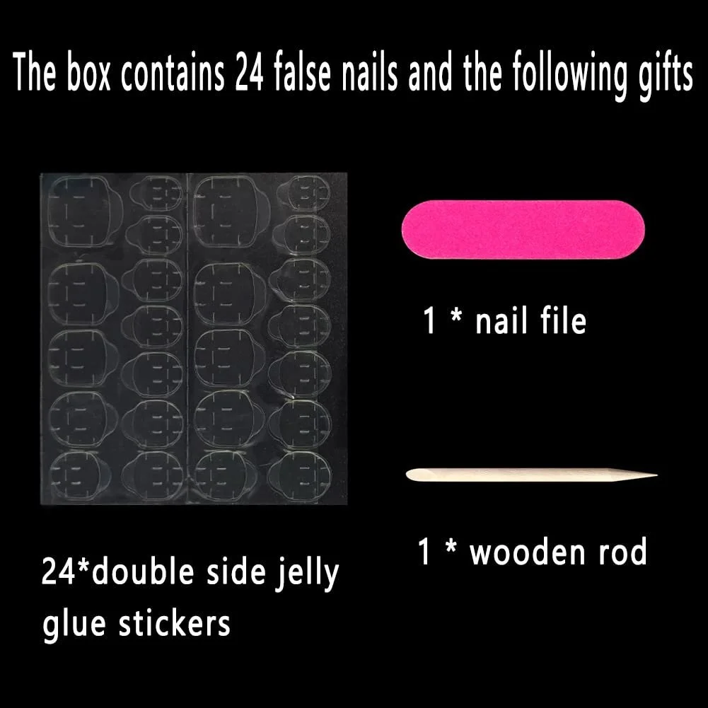 Накладні нігті Christmas False Nails Snowflake довгі круглі 24 шт. B, фото №6