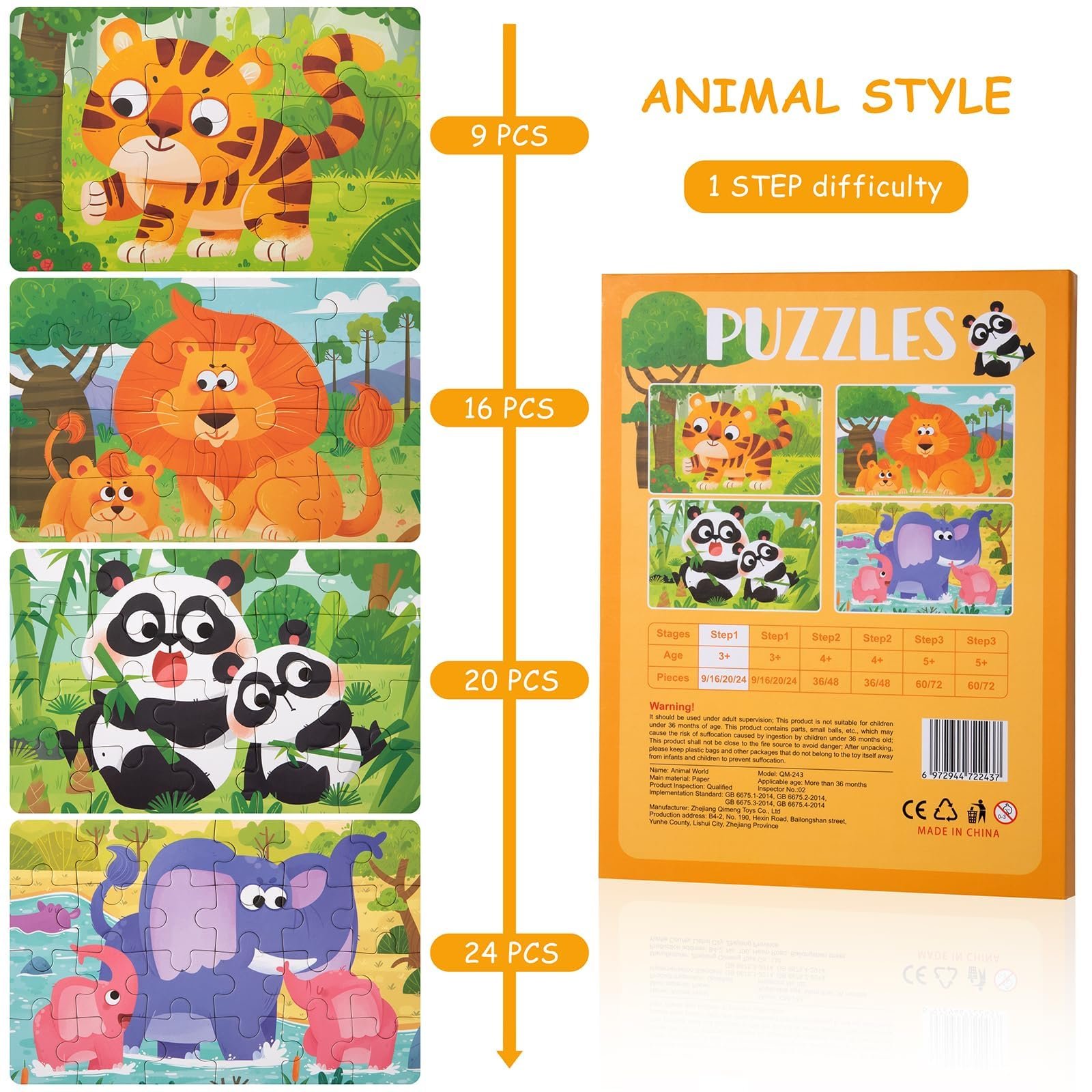 Магнитный пазл Animal Puzzle Book 69 элементов, фото №3