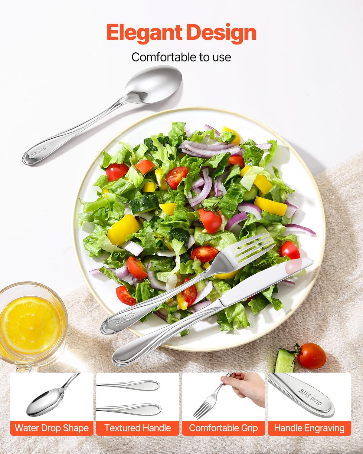 Набор столовых приборов VEVOR на 12 персон, 65 предметов из пищевой нержавеющей стали, фото №4 Набор столовых приборов VEVOR на 12 персон, 65 предметов из пищевой нержавеющей стали, фото №4