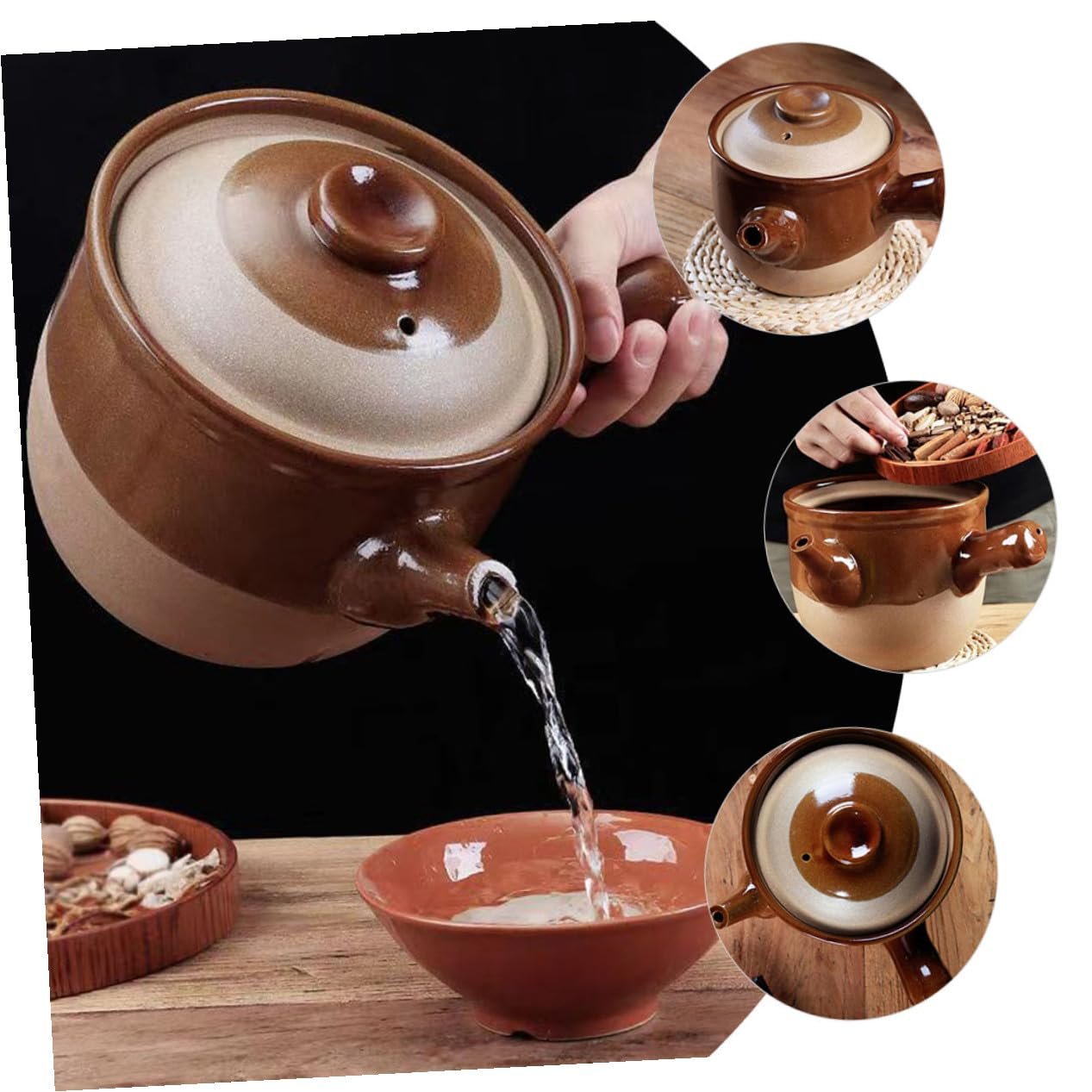 Горшок керамический с крышкой термостойкий для китайской медицины и супов, фото №2