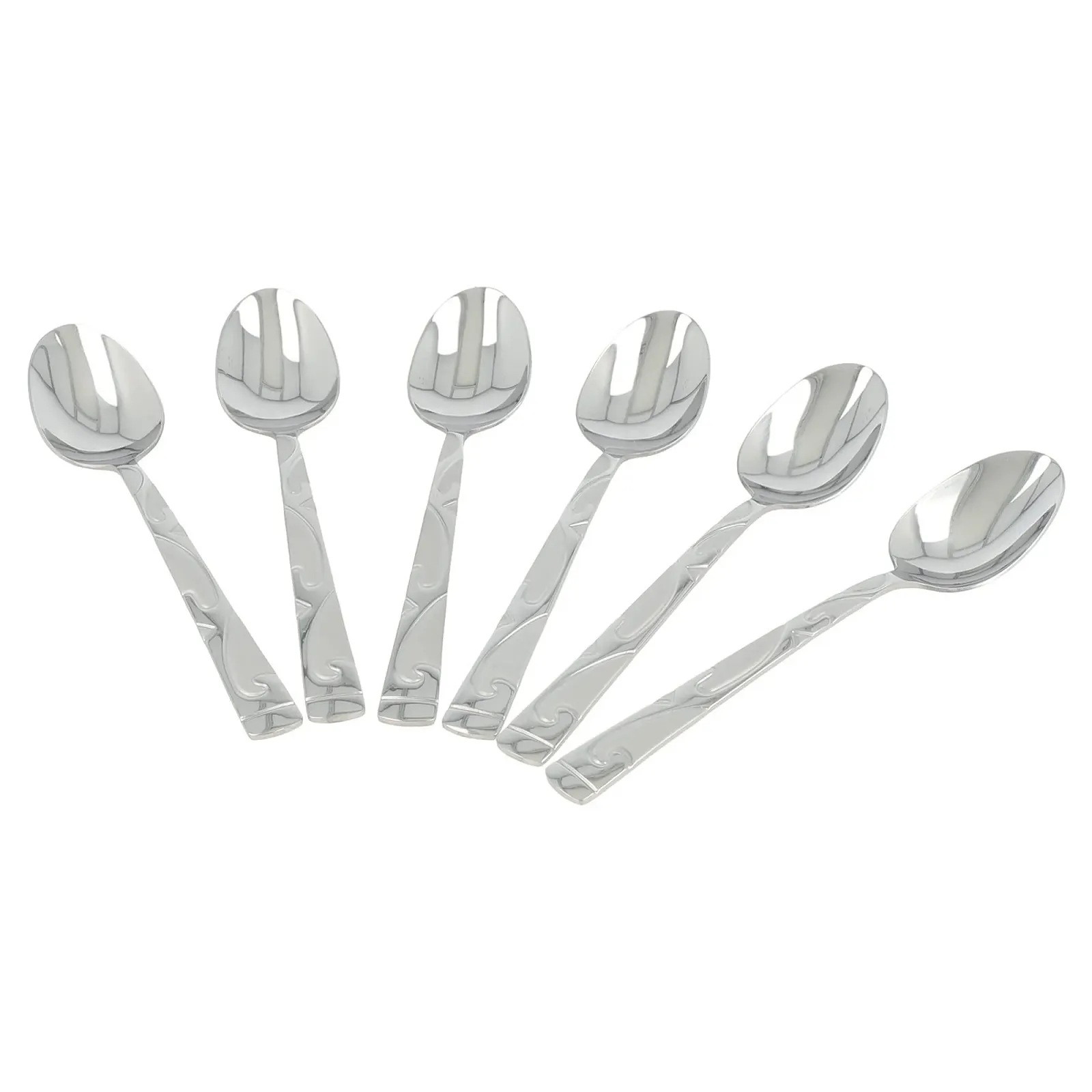 Ложка Кавова AL-5003 Срібляста з гравіюванням, 6 шт, фото №3 Ложка Кавова AL-5003 Срібляста з гравіюванням, 6 шт, фото №3