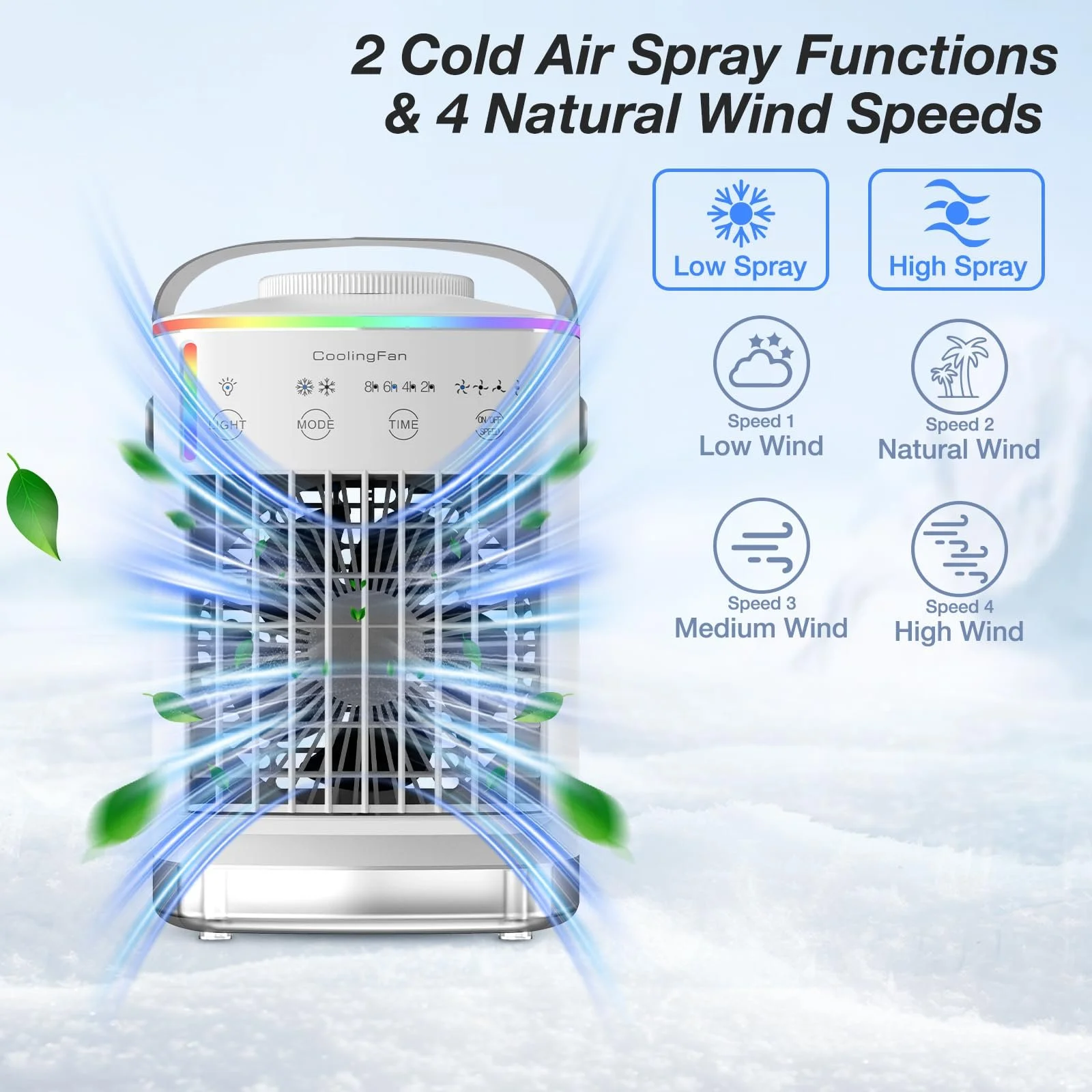 Мобільний кондиціонер Охолоджувач повітря 4-в-1 700 мл з таймером та нічником, фото №3 Мобільний кондиціонер Охолоджувач повітря 4-в-1 700 мл з таймером та нічником, фото №3