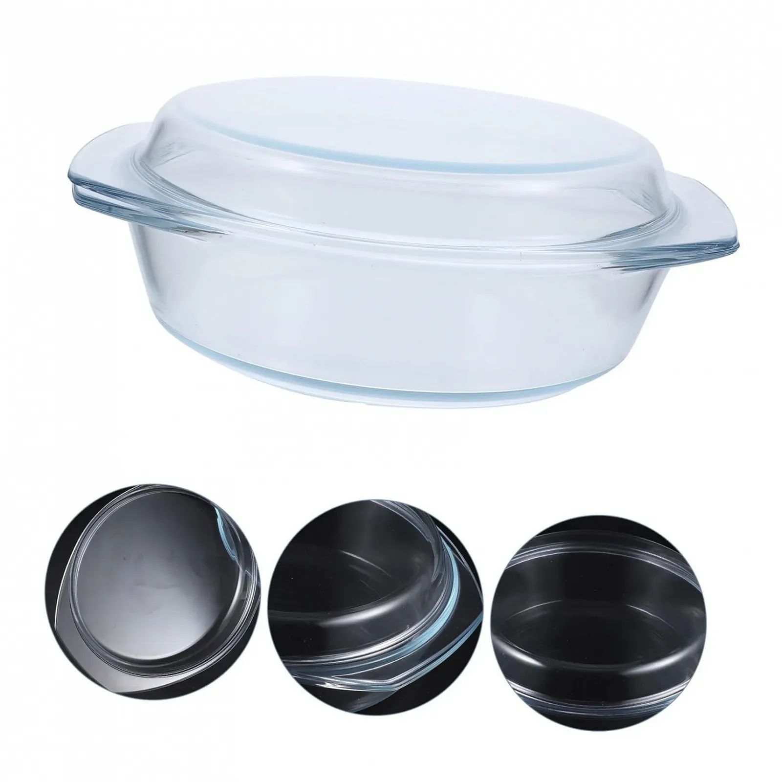 Кастрюля SECFOU круглая стеклянная с крышкой термостойкая прозрачная без BPA, фото №9