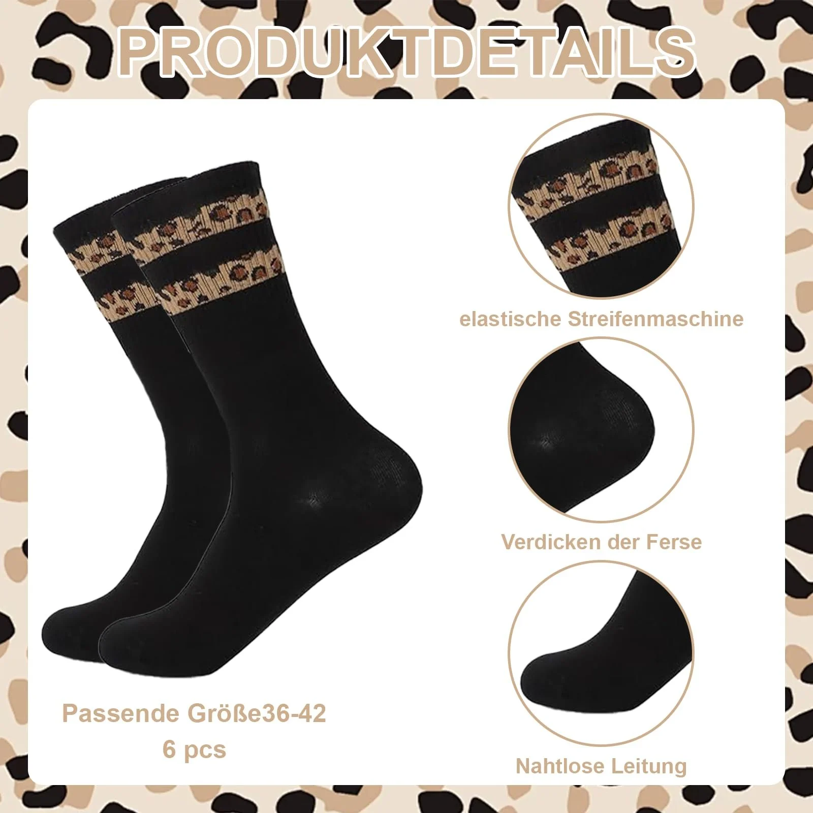 Носки Леопардовый принт 39-42, 6 пар, фото №2