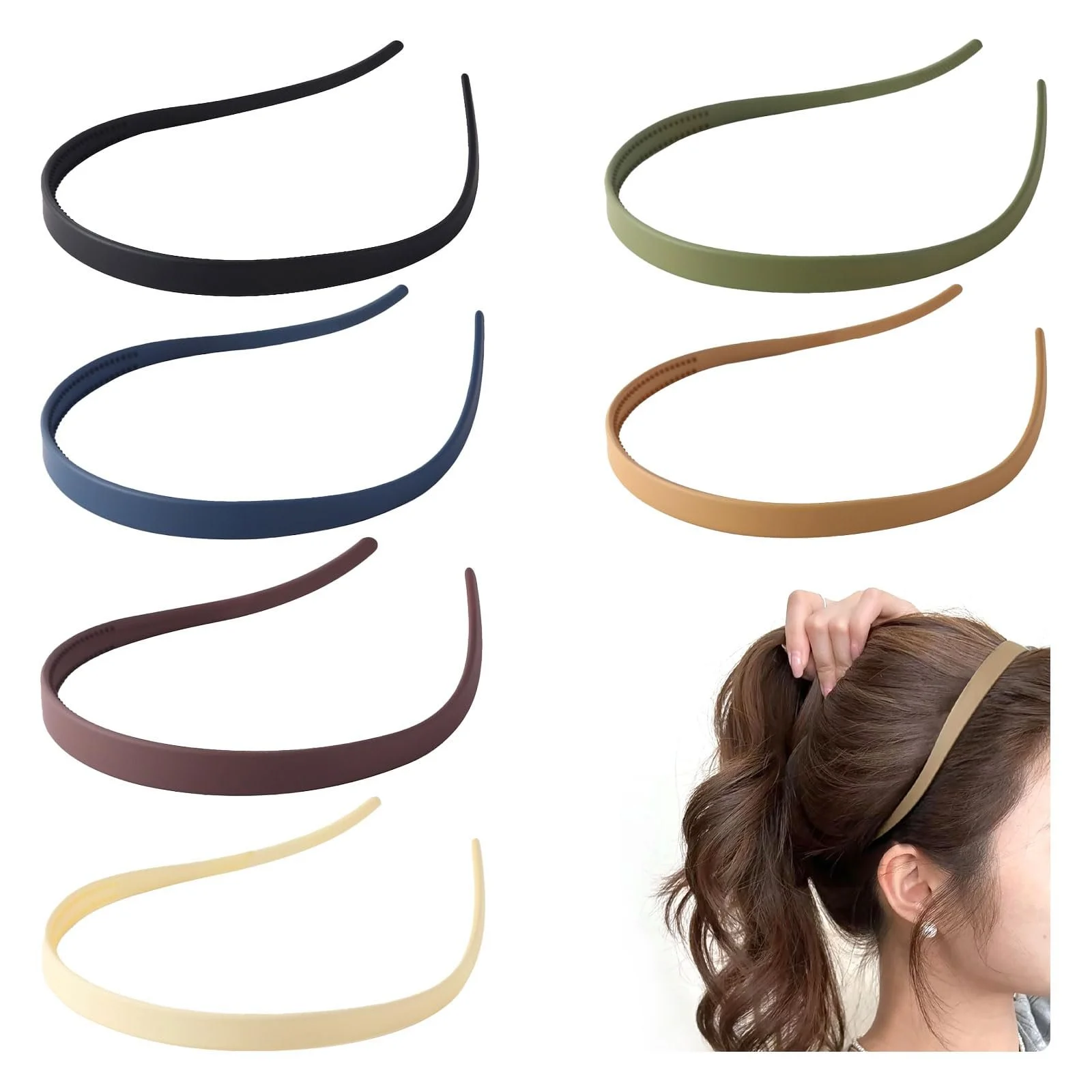 Тонкий обруч для волосся жіночий різних кольорів, 6 шт., фото №1