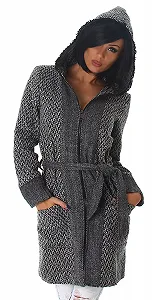 Короткое пальто Voyelles с поясом и капюшоном synthetic.ua - Фото 1