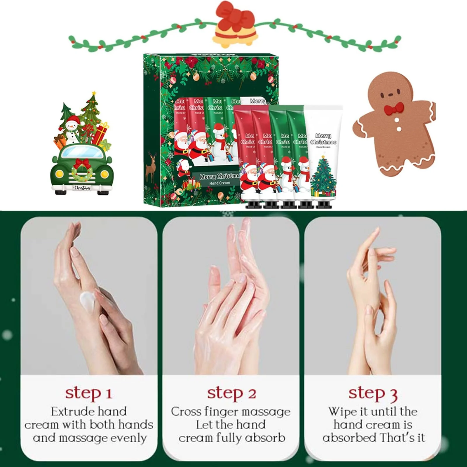 Набір кремів для рук Різдвяний, 5 шт в упаковці, фото №3 Набір кремів для рук Різдвяний, 5 шт в упаковці, фото №3