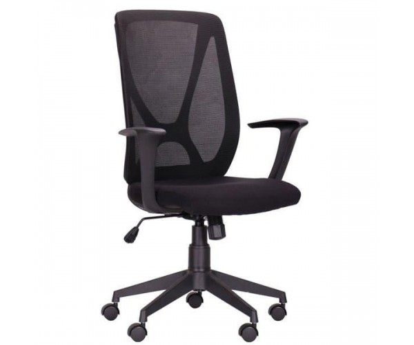 Офісне крісло для персоналу Art Metal Furniture Nickel Black сидіння Сідней-07/спинка Сітка SL-00 чорна 297089, фото №1