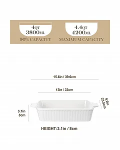 Форма для запекания MALACASA Bake.Bake 4.2 л 39.6 x 23 x 8 см керамическая глубокая с ручками synthetic.ua - Фото 1