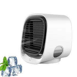 Портативний охолоджувач повітря Міні-кондиціонер 3 швидкості Зволожувач Безшумний LED-підсвічування Водяне охолодження Білий - Фото 1