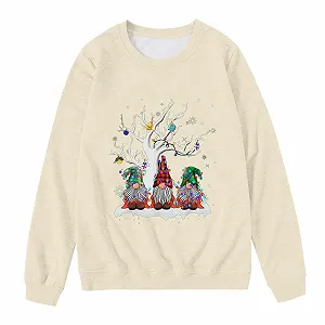 Рождественский джемпер GFPGNDFHG Женская рождественская блузка с круглым вырезом Свободный джемпер с Сантой synthetic.ua - Фото 1