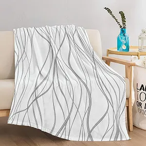 Плед Линии Простота Текстура Высококачественный фланель Серый 130 x 150 см synthetic.ua - Фото 1