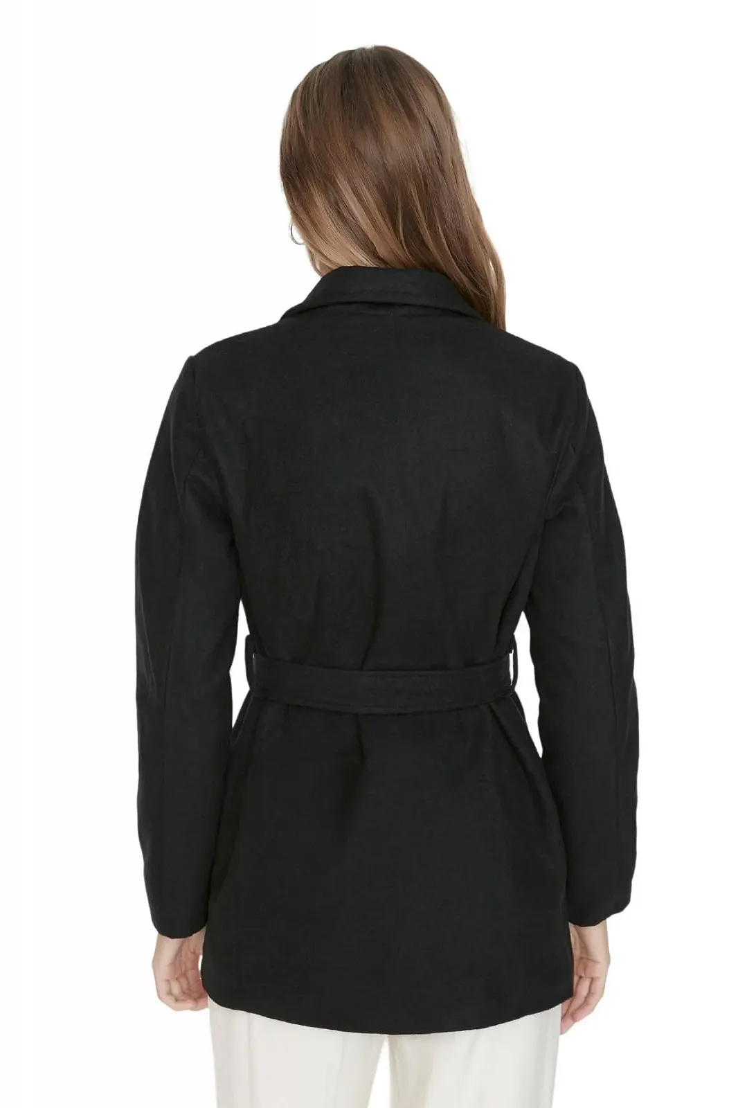 Пальто TRENDYOL С запахом Классический Однотонный Тканевый, фото №4 Пальто TRENDYOL С запахом Классический Однотонный Тканевый, фото №4