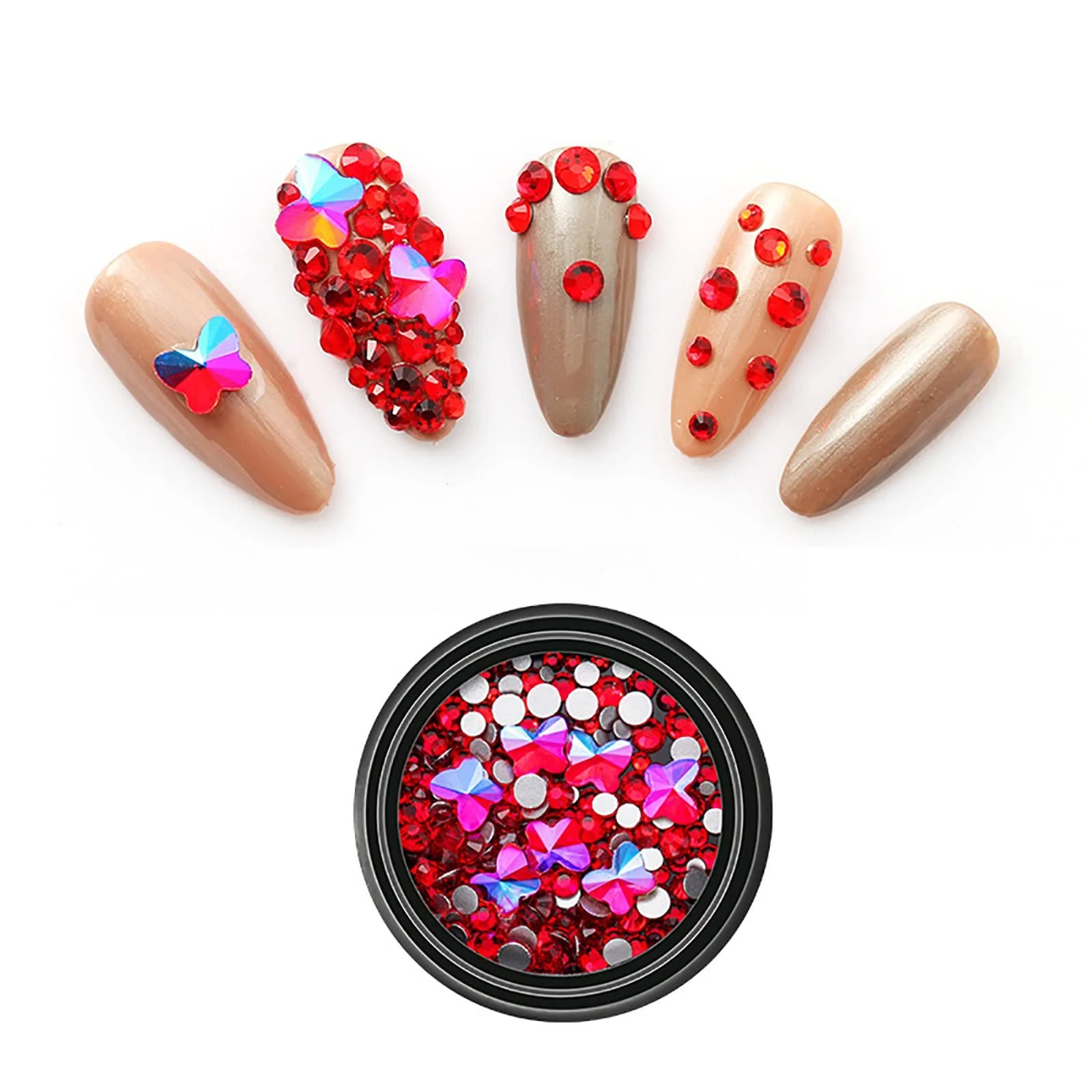 Стразы для ногтей Разные формы Блестящие Стеклянные украшения с коробкой 1 коробка Ромб 6 x 10 мм, фото №1