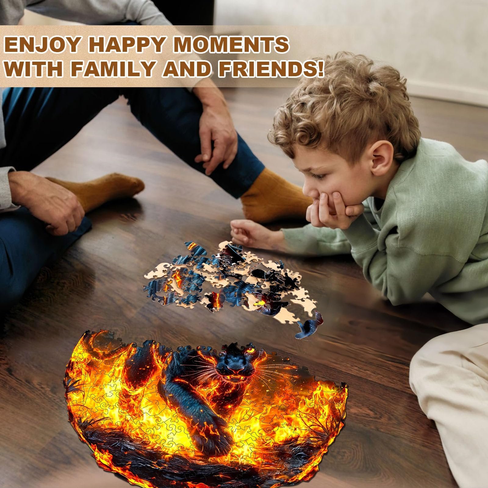 Пазл дерев'яний SECOGM Flame Panther фігурний 100 деталей 21,5 х 21,5 см у подарунковій коробці, фото №6 Пазл дерев'яний SECOGM Flame Panther фігурний 100 деталей 21,5 х 21,5 см у подарунковій коробці, фото №6