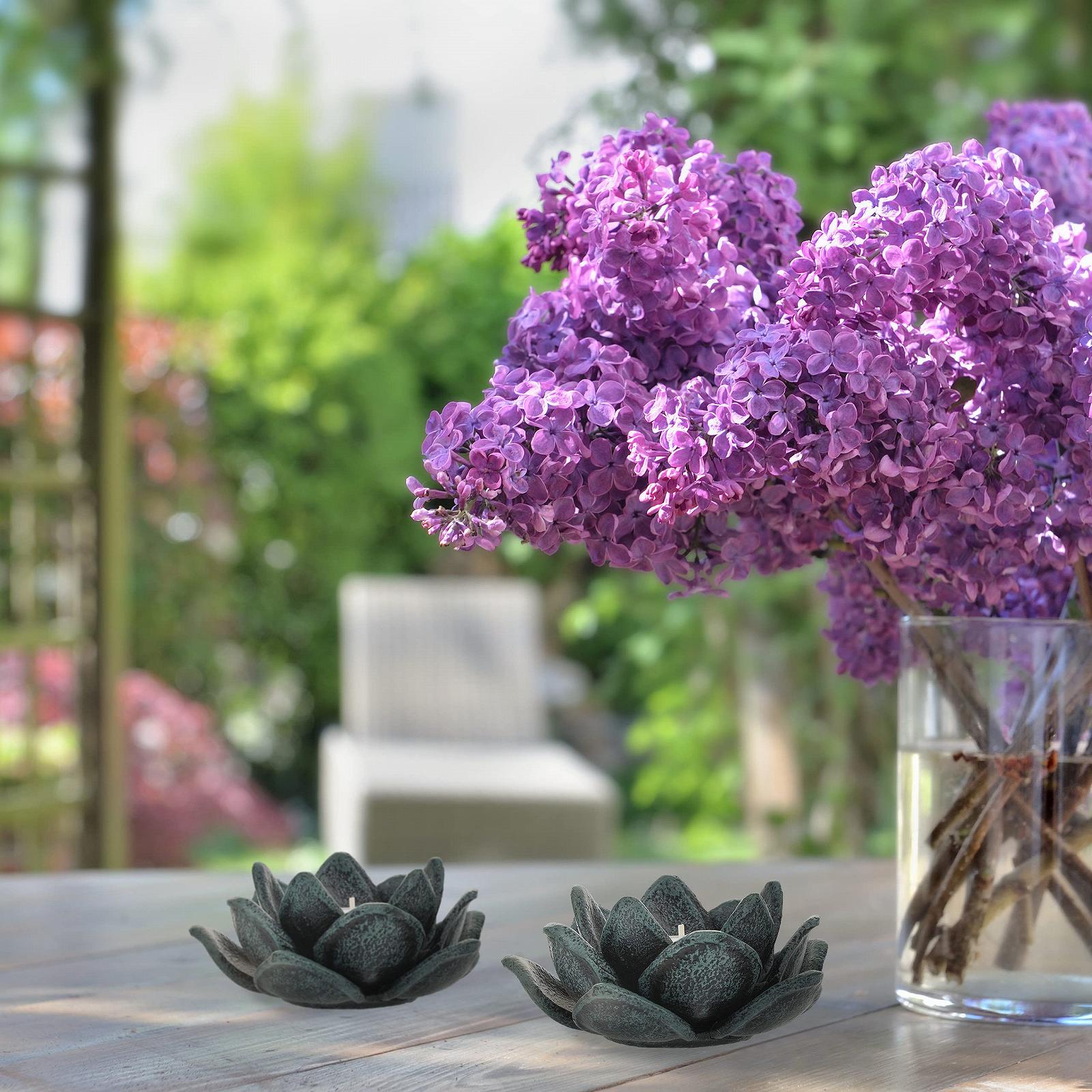 Подсвечник Relaxdays Lotus Blossom Набор 2 шт. 5,5 x 11 см Зеленый, фото №2