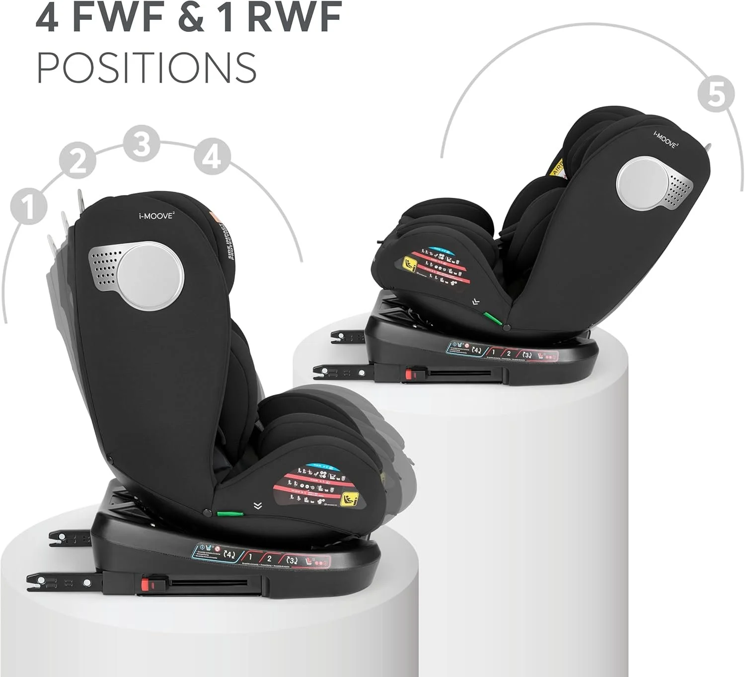 Детское автокресло KikkaBoo i-Moove 2 i-Size / 40–150 см / Поворот на 360° / Чёрный, фото №6