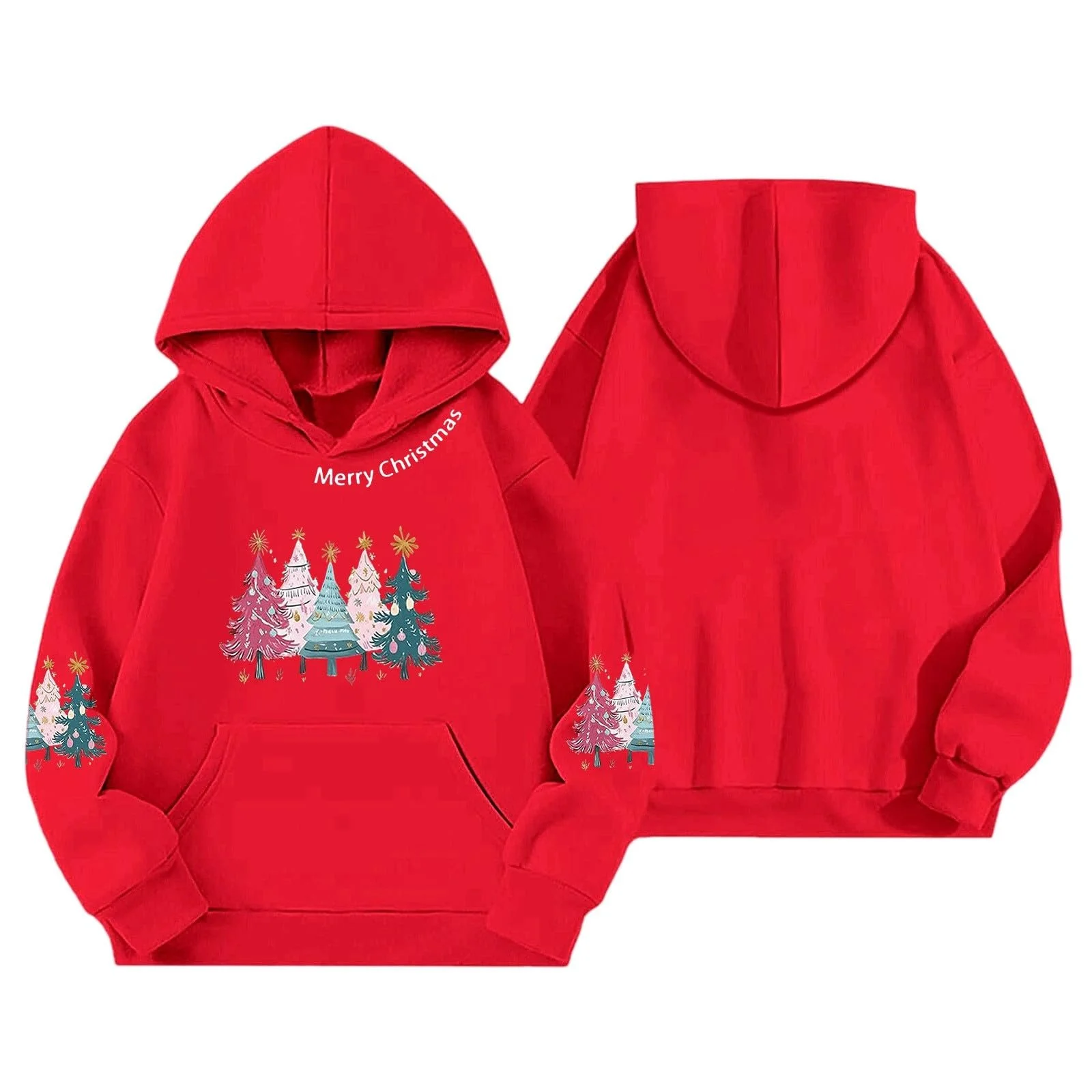 Толстовка з капюшоном для дівчат з принтом, з довгими рукавами, вільного крою, святкова, з м’якого флісу, фото №2