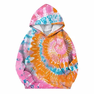 Худі для дівчинки з принтом, осінньо-зимовий, з круглим вирізом, довгими рукавами, кишенею, спортивний, повсякденний synthetic.ua - Фото 1