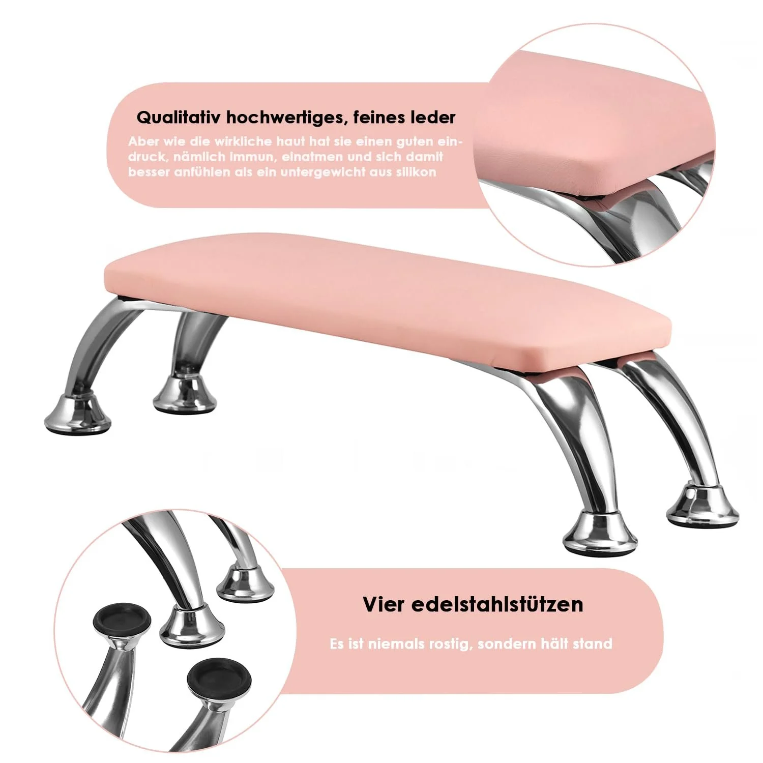 Підставка для рук Шкіряна Подушка для манікюру Салону рожева, фото №7