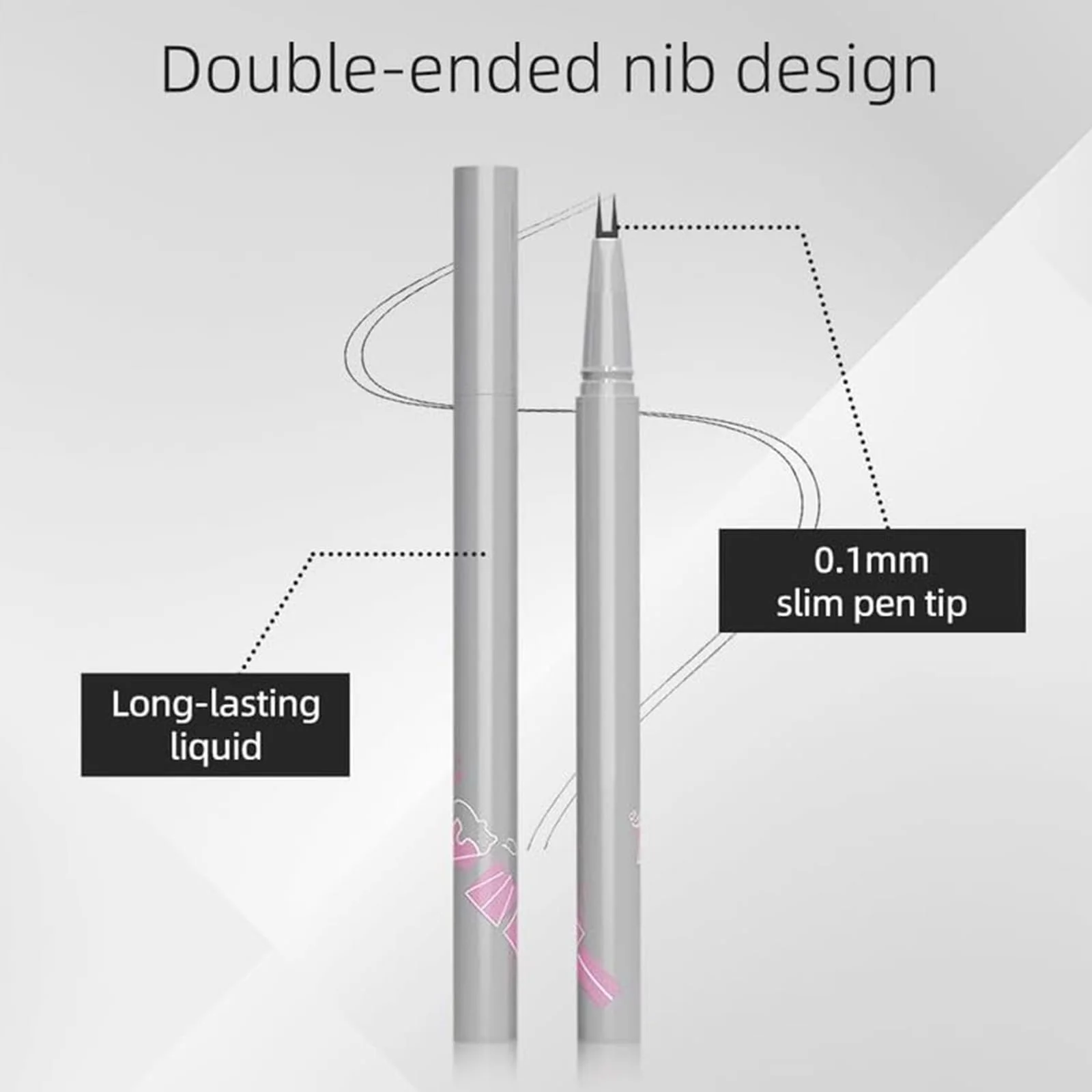 Підводка для вій ZANWANXIN Подвійний кінчик Сіро-чорний, фото №4