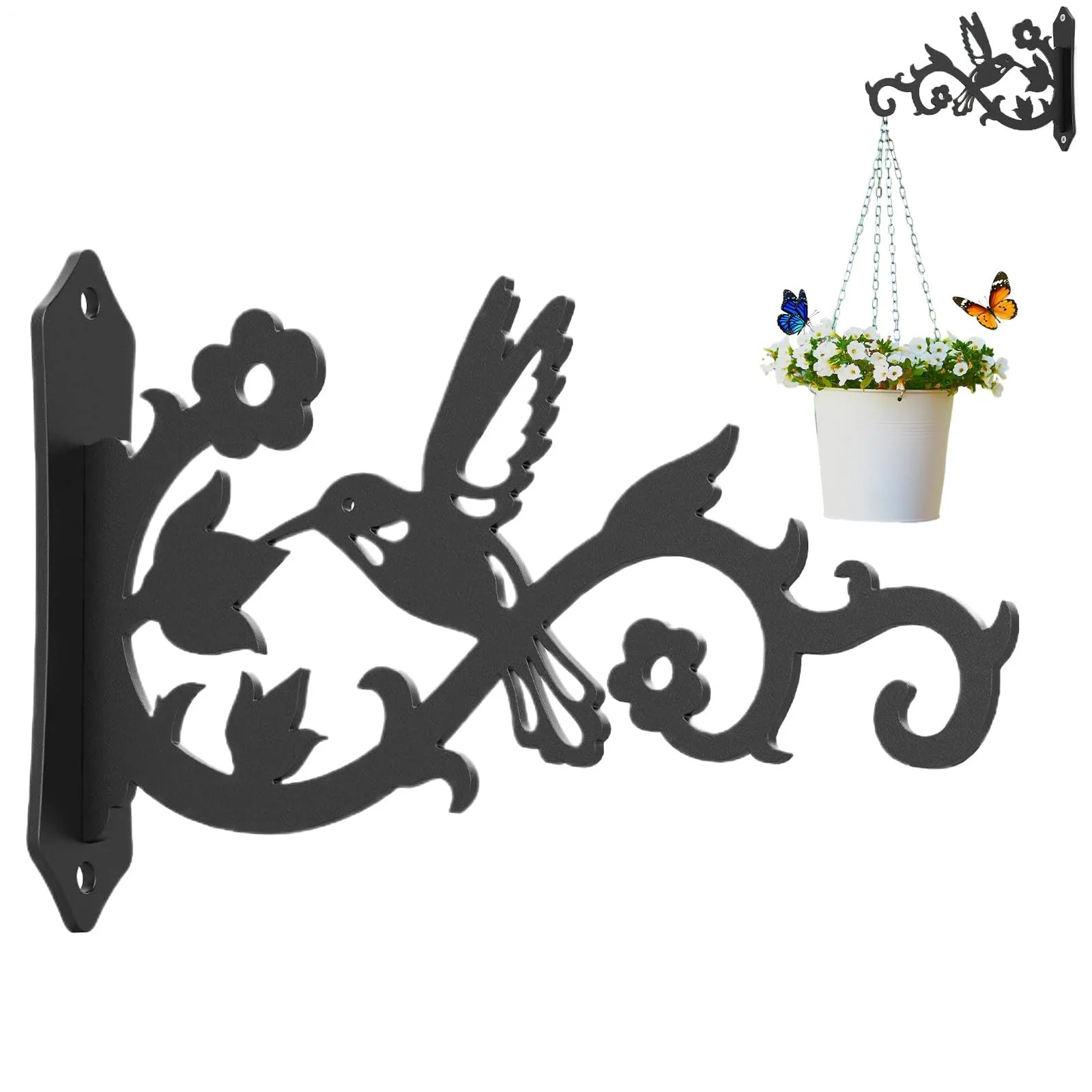 Гачок для рослин настінний декоративний з дизайном колібрі металевий для дому та саду, фото №1
