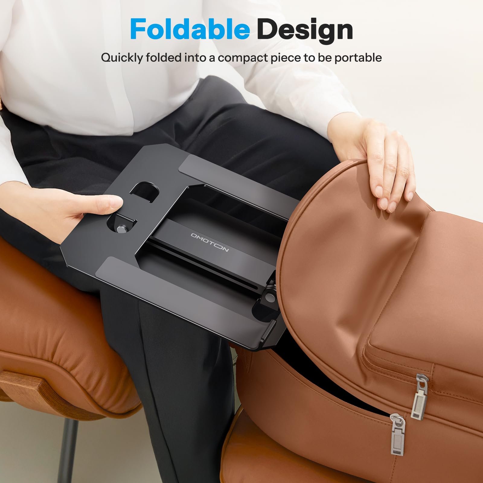 Підставка для ноутбука OMOTON Алюміній Регульована по висоті, ергономічна складна, таких як MacBook Pro/Air (11-16 дюймів), Чорний, фото №8