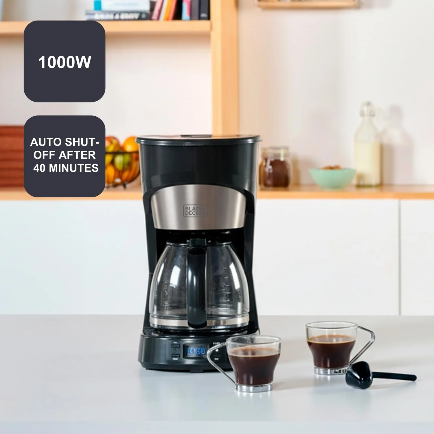 Кофеварка капельная BLACK+DECKER 1000 W 1.5 л 12 чашек Таймер Нержавеющая сталь, фото №3