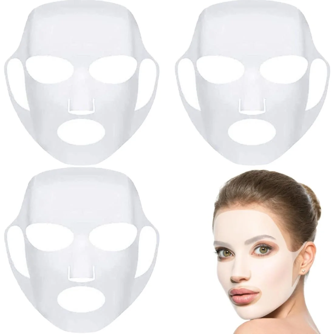 Маска для обличчя багаторазова силіконова QEDBOJE Водонепроникна для зволоження обличчя, 3 шт, фото №1