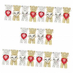 Стразы для маникюра FRCOLOR 20 шт., украшения в виде медвежат, креативные украшения для ногтей, стразы в форме сердца - Фото 1