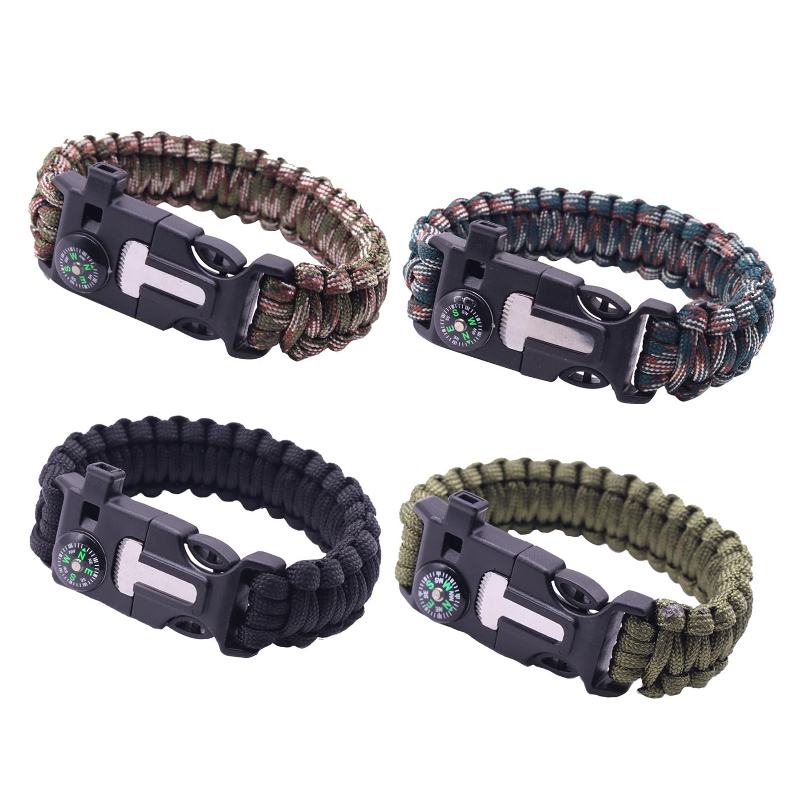 Браслет виживання Paracord з компасом, кресалом та свистком, 5-в-1 набір для виживання для походів та кемпінгу, фото №1