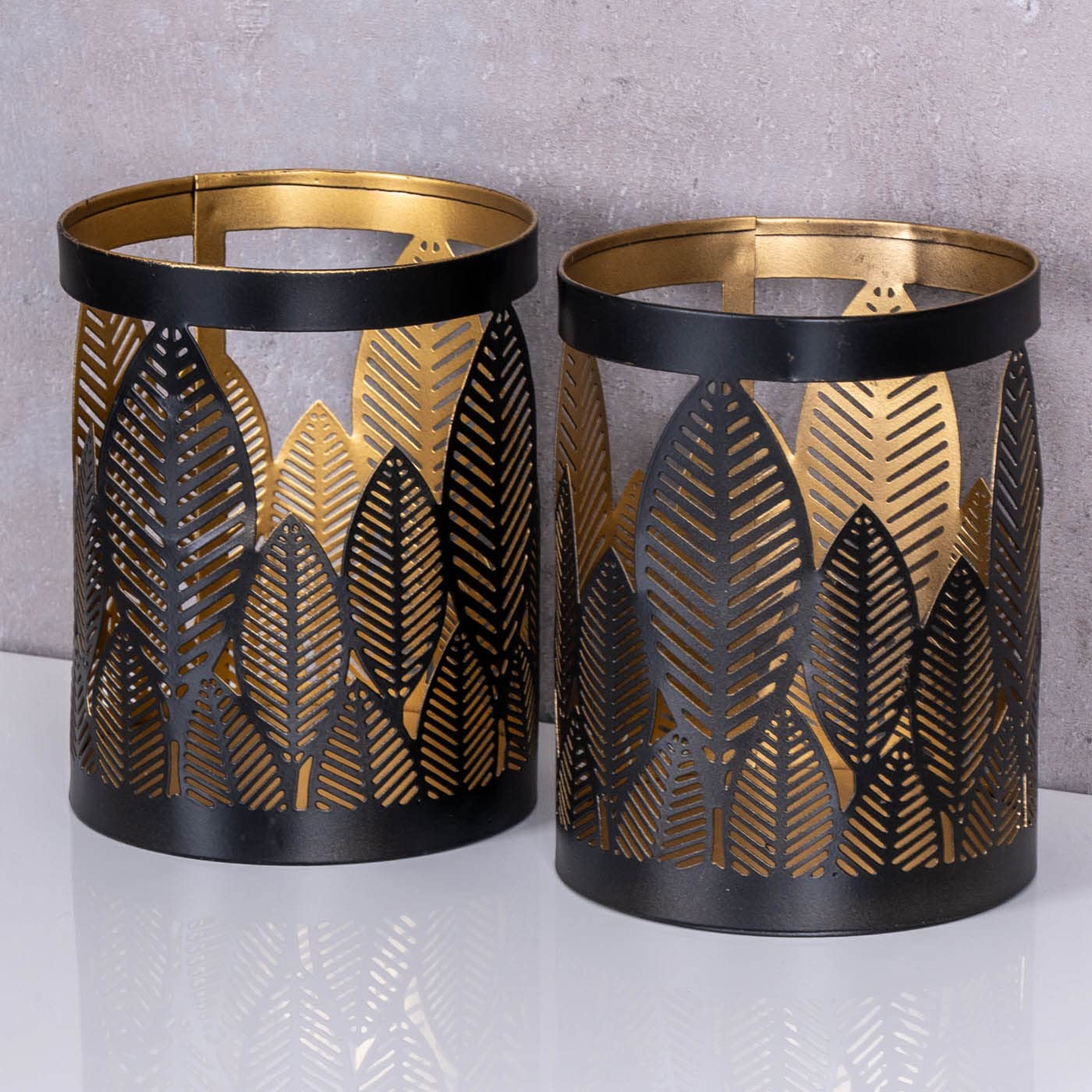Набор Подсвечники Подсвечник 10 x 13 см Чёрный Золотой Метал Подсвечник Лист Декорация Цветок Декорация, фото №3
